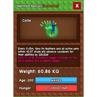 HUGE Nightmare Peacock Grow a Garden (60.86KG) (15S WITH TOY)