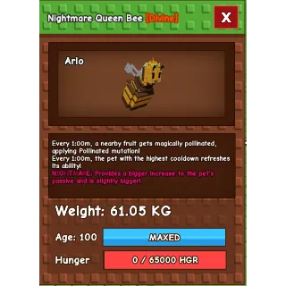 HUGE Nightmare Queen Bee Grow a Garden (61.05KG) (1min No Toy)