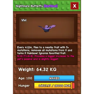 HUGE Nightmare Butterfly Grow a Garden (64.32KG)