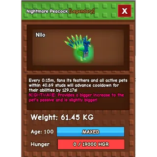 HUGE Nightmare Peacock Grow a Garden (61.45KG) (15S WITH TOY)