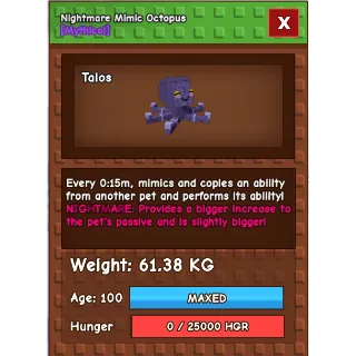 HUGE Nightmare Mimic Octopus (61.38KG) (15s with toy)