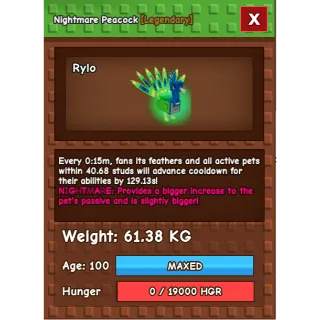 HUGE Nightmare Peacock Grow a Garden (61.38KG) (15S WITH TOY)