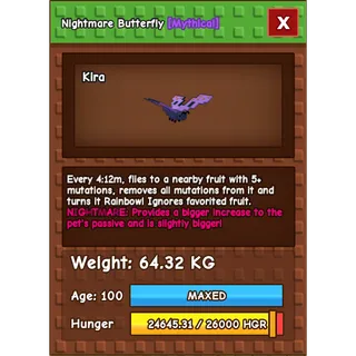 HUGE Nightmare Butterfly Grow a Garden (64.32KG)