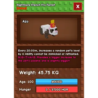 HUGE Nightmare French Fry Ferret Grow a Garden (45.75KG) (20M NO TOY)