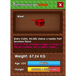 HUGE Nightmare Disco Bee Grow a Garden (67.24KG) (15S NO TOY)