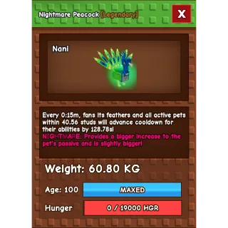 HUGE Nightmare Peacock Grow a Garden (60.80KG) (15S WITH TOY)