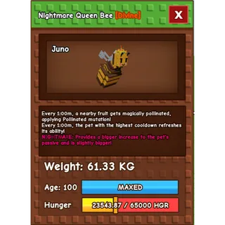 HUGE Nightmare Queen Bee Grow a Garden (61.33KG) (1min No Toy)