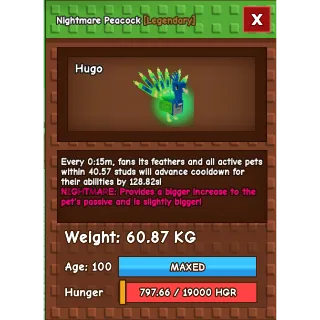 HUGE Nightmare Peacock Grow a Garden (60.87KG) (15S WITH TOY)