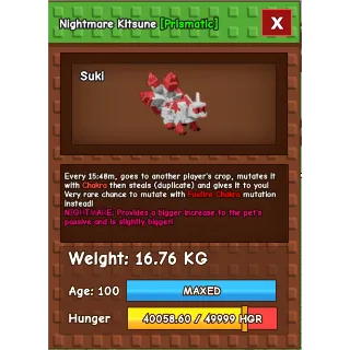 Nightmare Kitsune Grow a Garden (16.76KG)