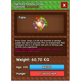 Huge Nightmare Rainbow Hatched Hotdog Daschund (61.07KG)