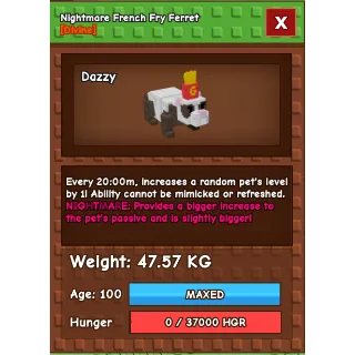 HUGE Nightmare French Fry Ferret Grow a Garden (47.57KG) (20M NO TOY)