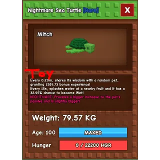 HUGE Nightmare Sea Turtle Grow a Garden (79.57KG) (20s with toy)