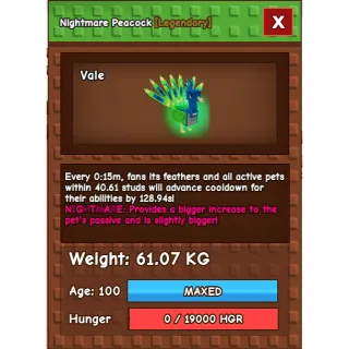 HUGE Nightmare Peacock Grow a Garden (61.07KG) (15S WITH TOY)