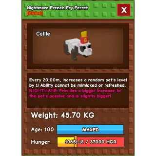 HUGE Nightmare French Fry Ferret Grow a Garden (45.70KG) (20M NO TOY)