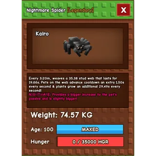 HUGE Nightmare Spider (74.57KG)