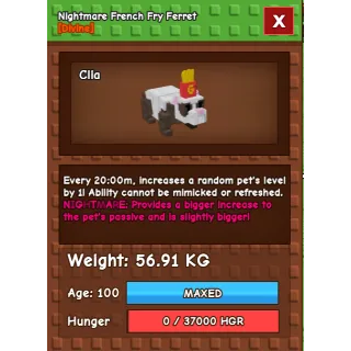 HUGE Nightmare French Fry Ferret Grow a Garden (56.91KG) (20M NO TOY)