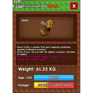 HUGE Nightmare Queen Bee Grow a Garden (61.33KG) (1min No Toy)