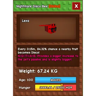 HUGE Nightmare Disco Bee Grow a Garden (67.24KG) (15S NO TOY)