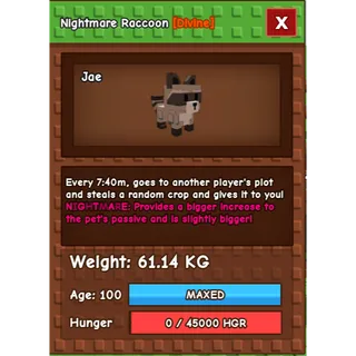 HUGE Nightmare Raccoon Grow a Garden (61.14KG)