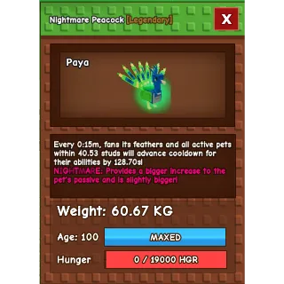 HUGE Nightmare Peacock Grow a Garden (60.67KG) (15S WITH TOY)