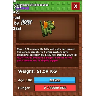 HUGE Nightmare Dilophosaurus Grow a Garden (61.59KG) (No Toy 1min)