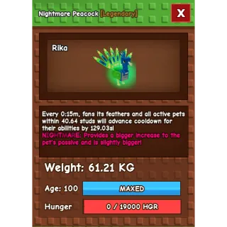 HUGE Nightmare Peacock Grow a Garden (61.21KG) (15S WITH TOY)