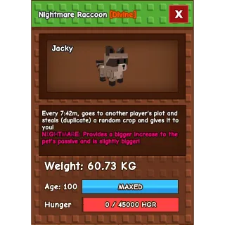 HUGE Nightmare Raccoon Grow a Garden (60.73KG)