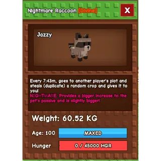 HUGE Nightmare Raccoon Grow a Garden (60.52KG)