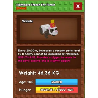 HUGE Nightmare French Fry Ferret Grow a Garden (46.36KG) (20M NO TOY)