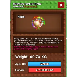 Huge Nightmare Rainbow Hatched Hotdog Daschund (60.70KG)