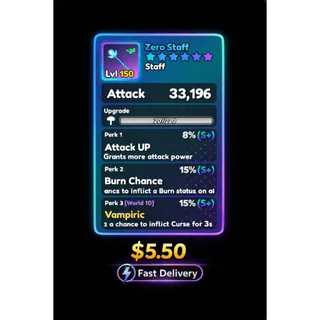 World Zero - Perfect Vamp Staff - Fast Delivery