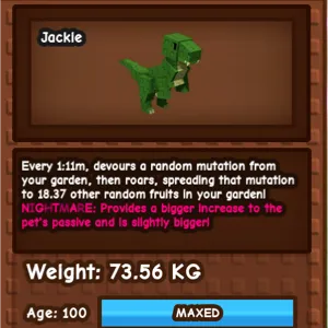 NIGHTMARE  T-REX 73.57KG, 100 KG | GROW A GARDEN | TREX MEGA TREX | TITANIC T-REX | HUGE T-REX 