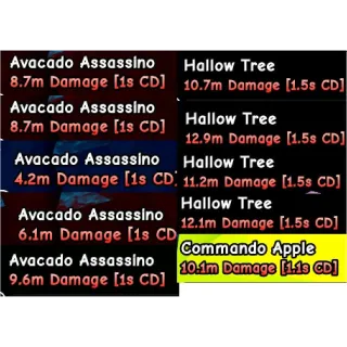 4 avocado (4.2m dps - 8.7m dps), 7 neon hallow tree, 1 commando apple - plants vs brainrots