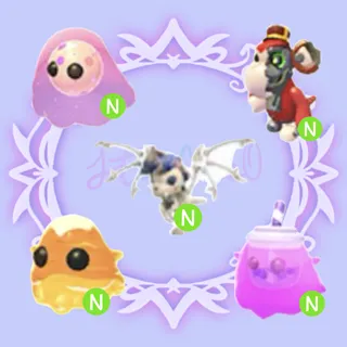 Neon Skelicorn, Bubblegeist, Bobageist, Caramelgeist, Bolt