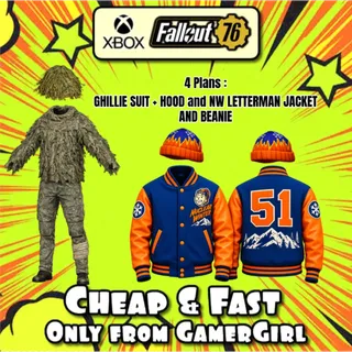 4 Plans:  GHILLIE SUIT + HOOD and NW LETTERMAN JACKET AND BEANIE - XBOX