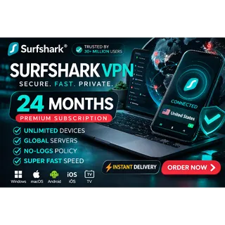 Surfshark VPN – 24 Months (2 Years) Premium | Fast Delivery | Global Access | Secure Private VPN