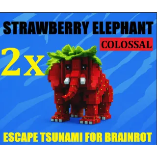 2X COLOSSAL(EXTRA BIG) STRAWBERRY ELEPHANT- MAX LEVEL 250 (ESCAPE TSUNAMI FOR BRAINROTS)