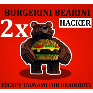 2x BURGERINI BEARINI- MAX LEVEL 250 (ESCAPE TSUNAMI FOR BRAINROTS)