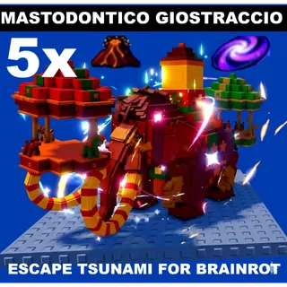 5x MASTODONTICO GIOSTRACCIO WITH MAGMA & GALAXY TRAITS- (ESCAPE TSUNAMI FOR BRAINROTS)
