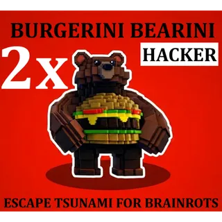 2x BURGERINI BEARINI- MAX LEVEL 250 (ESCAPE TSUNAMI FOR BRAINROTS)
