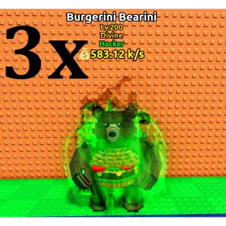5x BURGERINI BEARINI- MAX LEVEL 200 (ESCAPE TSUNAMI BRAINROT)