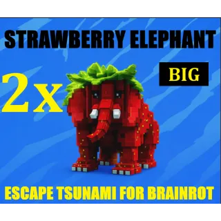2x BIG STRAWBERRY ELEPHANT- MAX LEVEL 250 (ESCAPE TSUNAMI FOR BRAINROTS)