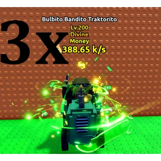 3x BULBITO BANDITO TRAKTORITO- 200 MAX LEVEL 200 (ESCAPE TSUNAMI BRAINROT)