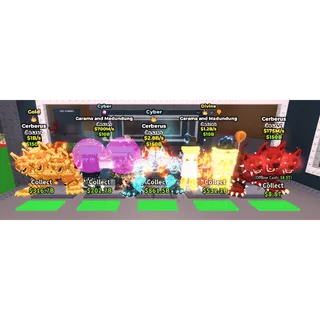 BUNDLE | QLTY#1 (3x CERBERUS W/ CYBER CERBERUS & 2x DIVINE AND CYBER GARAMA AND MADUNDUNG)- STEAL A BRAINROT