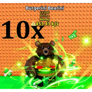 10x BURGERINI BEARINI- MAX LEVEL 200 (ESCAPE TSUNAMI BRAINROT)