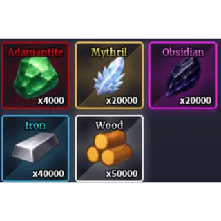 Adamantite Mythril Obsilian Iron Wood