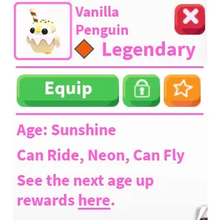 Neon fly ride vanilla penguin 