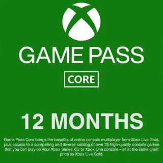 XBOX GAME PASS CORE 12 MONTHS MEMBERSHIP