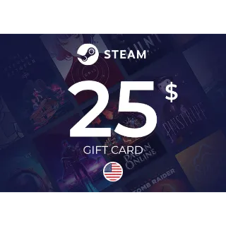 Steam Wallet Gift Card 25 USD ⚡️ [𝐅𝐀𝐒𝐓 𝐃𝐄𝐋𝐈𝐕𝐄𝐑𝐘] ⚡️