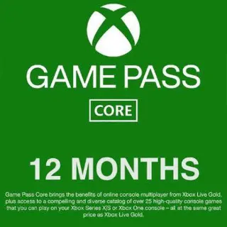 XBOX GAME PASS CORE 12 MONTHS MEMBERSHIP